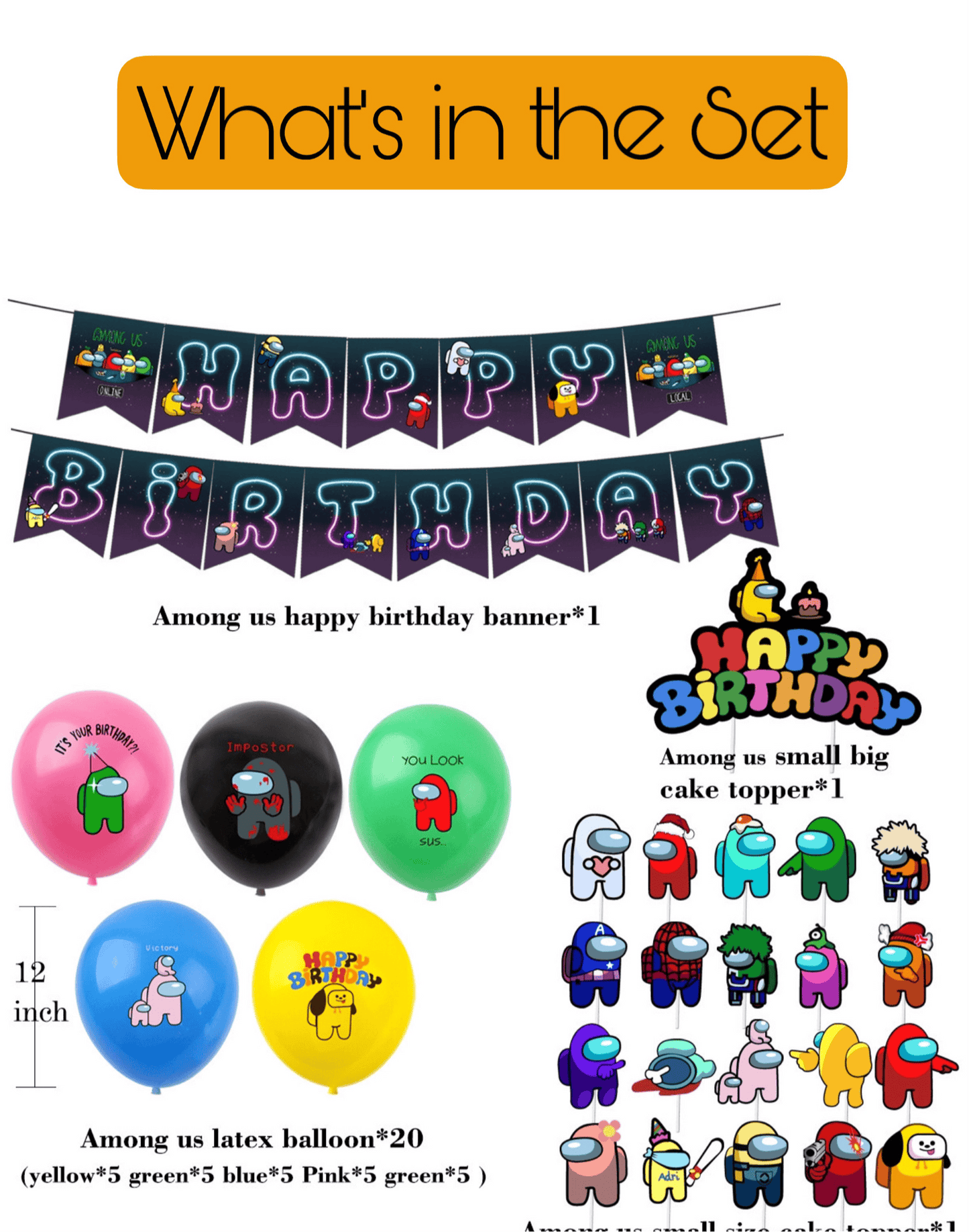 Among us Birthday Party Decorations – Complete Decoration Set.