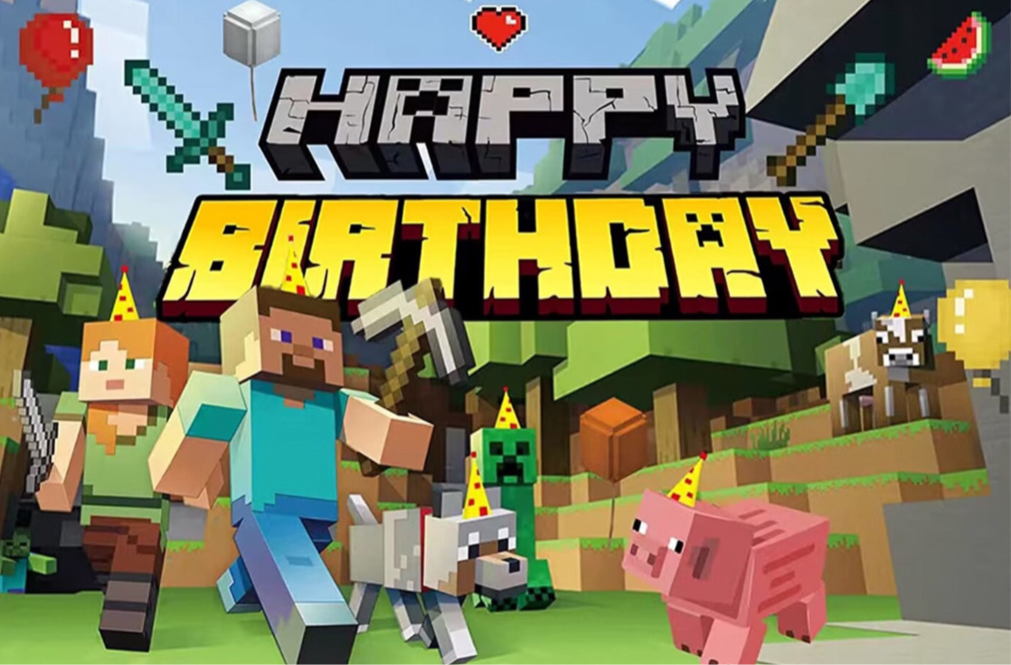 Minecraft birthday party decorations set