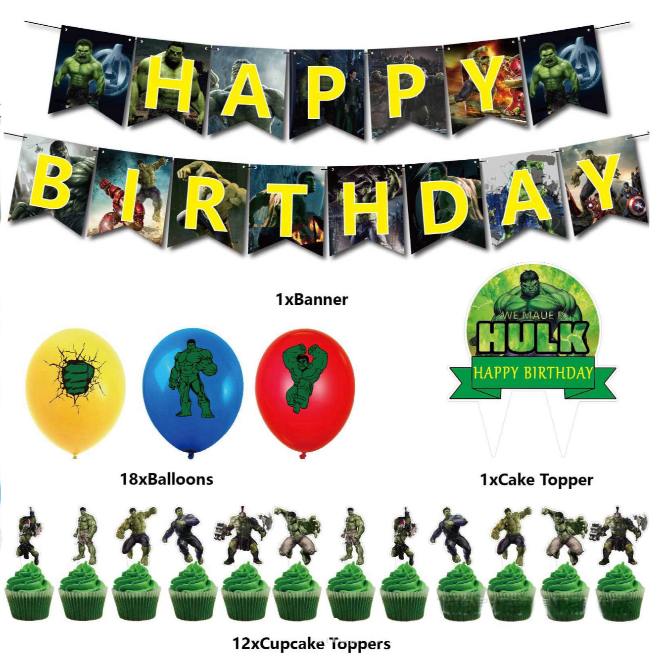 Hulk birthday party decorations set