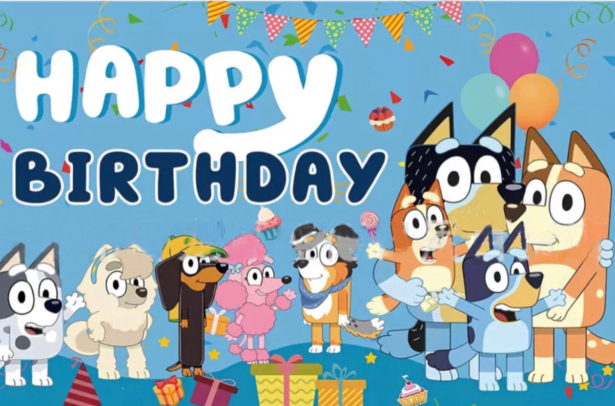 Украшения для вечеринки на день рождения Bluey, синие 01