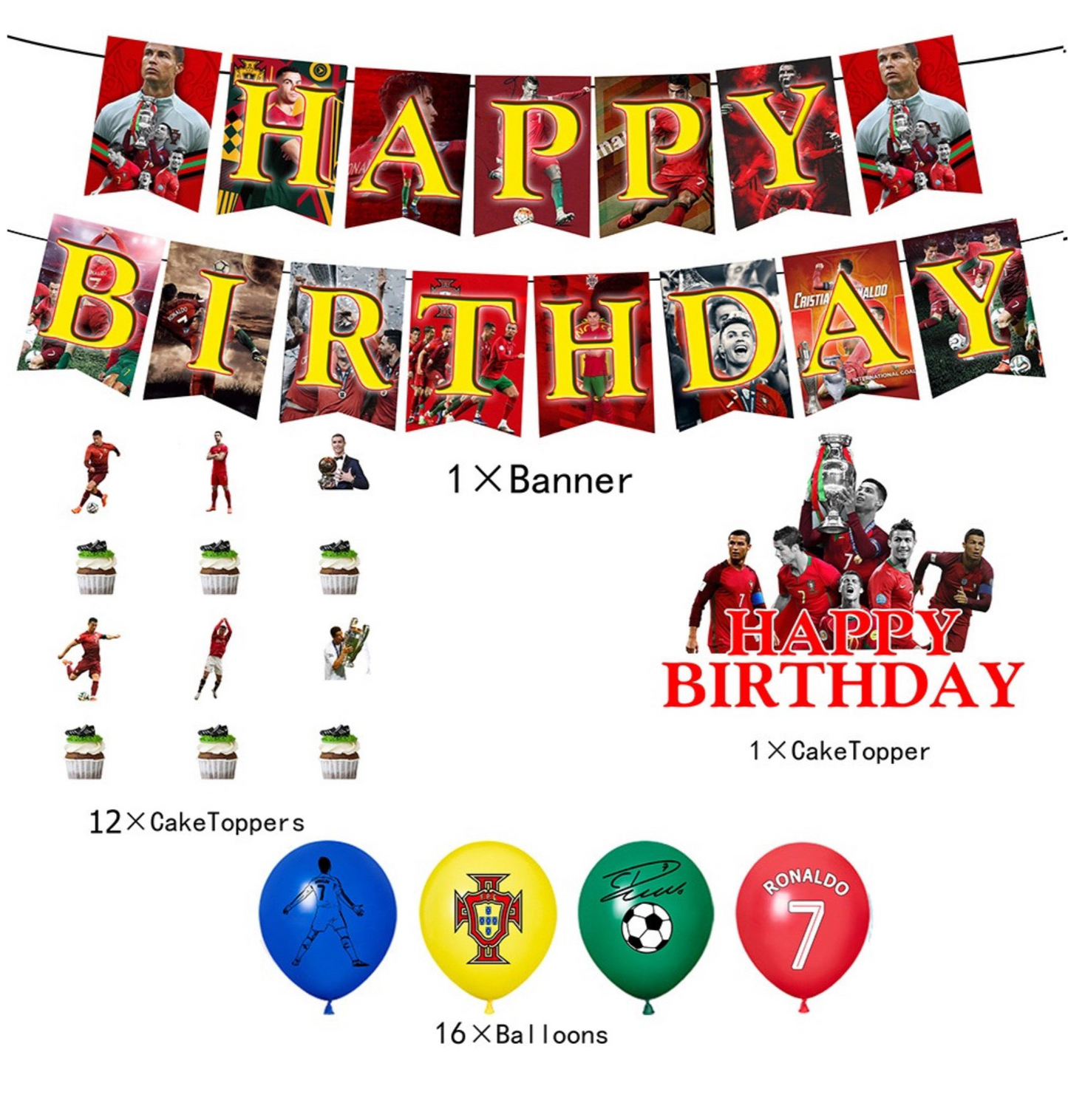 Ronaldo birthday party decorations set