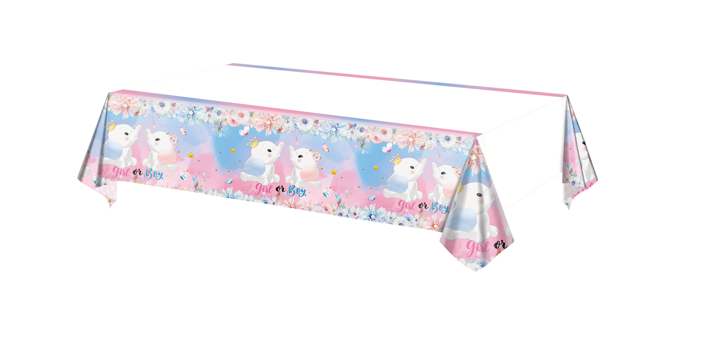 Elephant gender reveal party decorations set-table decor