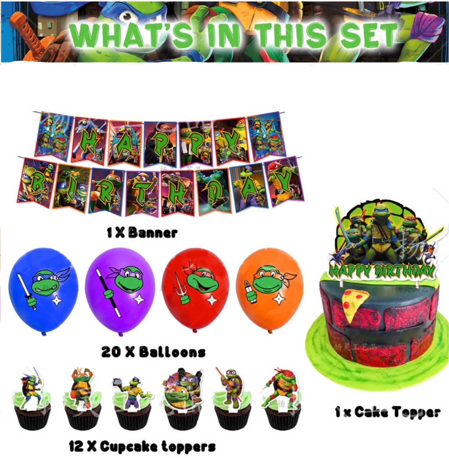 Ninja Turtles birthday party decorations set
