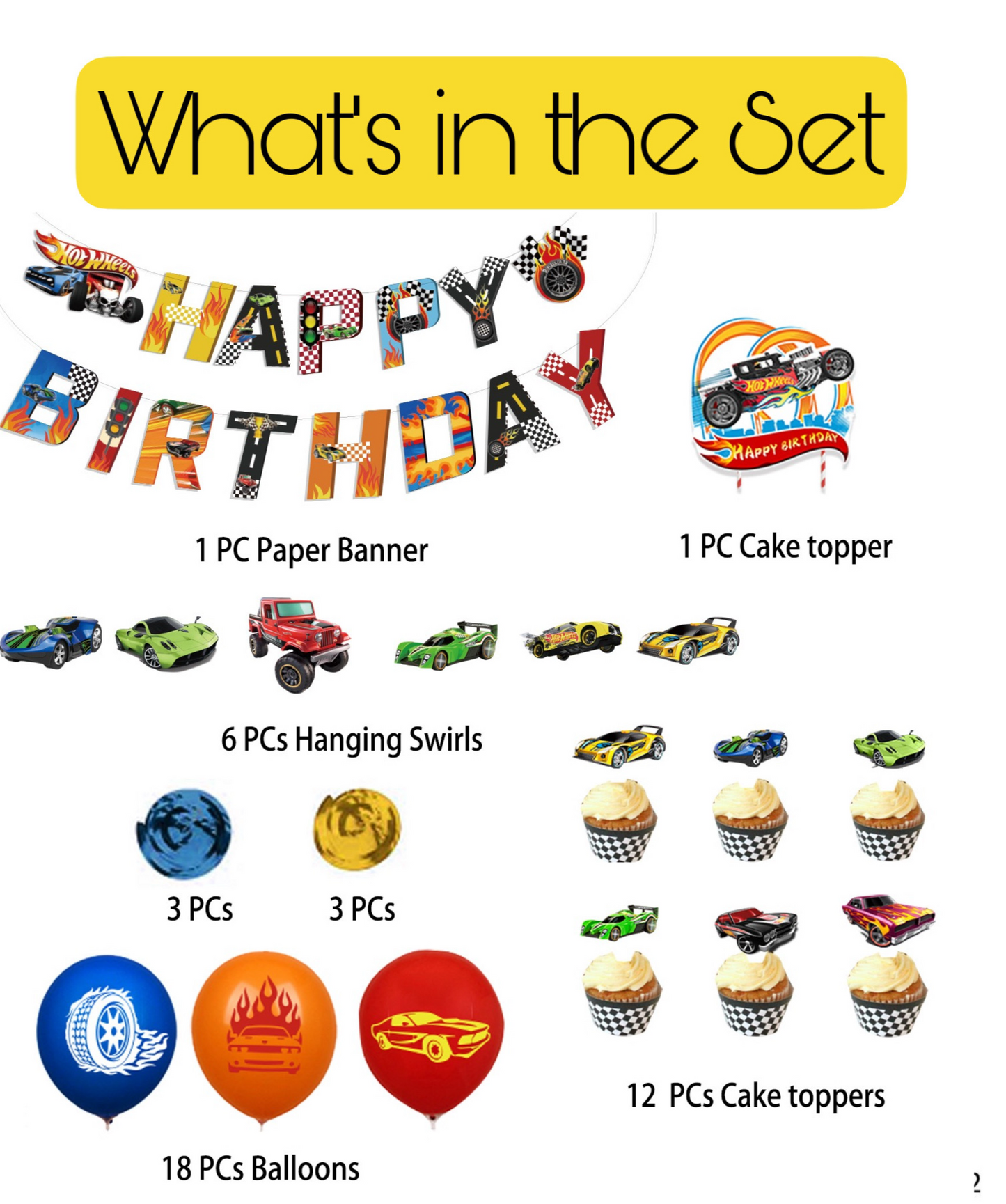 Hot wheels birthday party decorations set