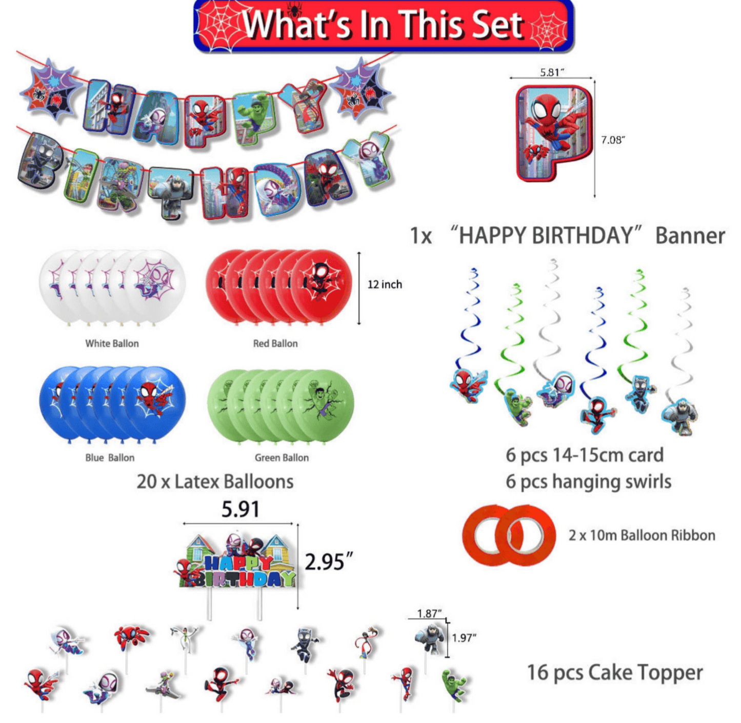 Spidey plus backdrop Birthday Party Decorations – Complete Decoration Set.