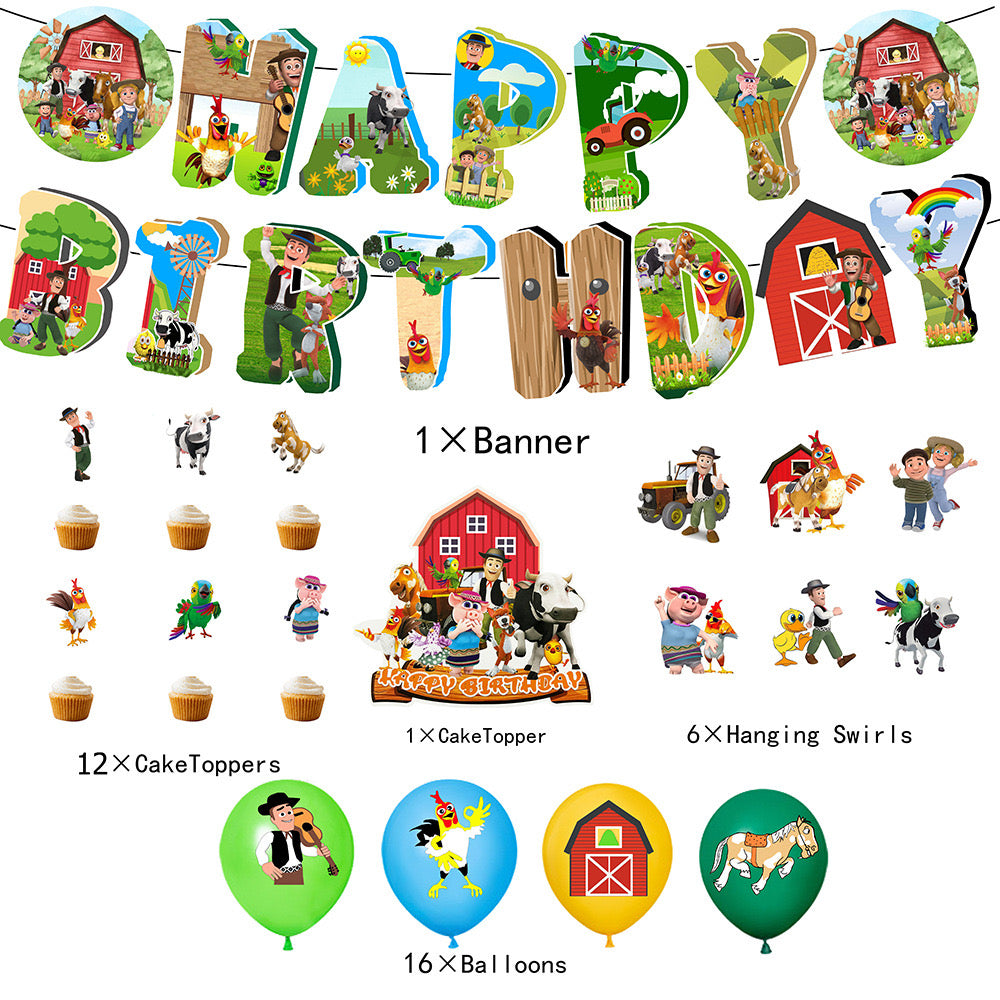Farm birthday party decorations set