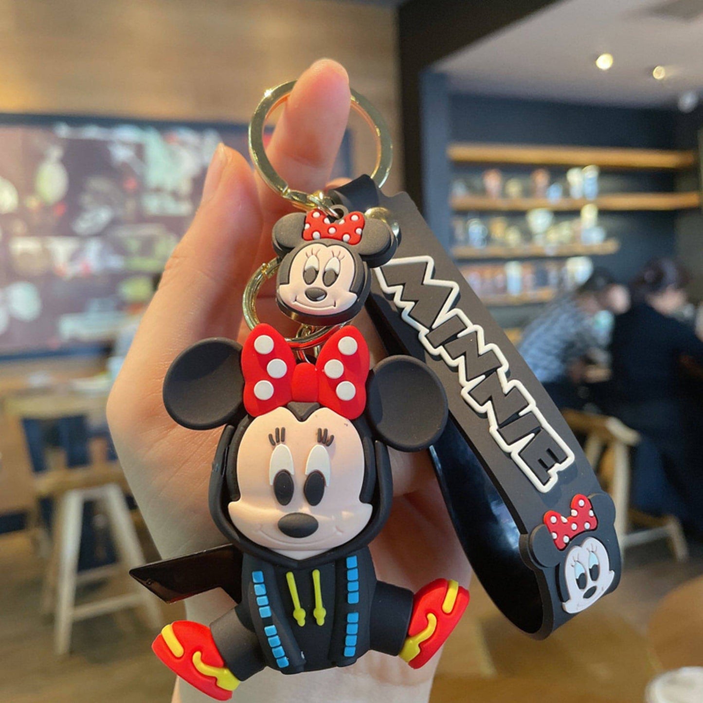 Minnie Mouse in Black Hoodie Keychain.