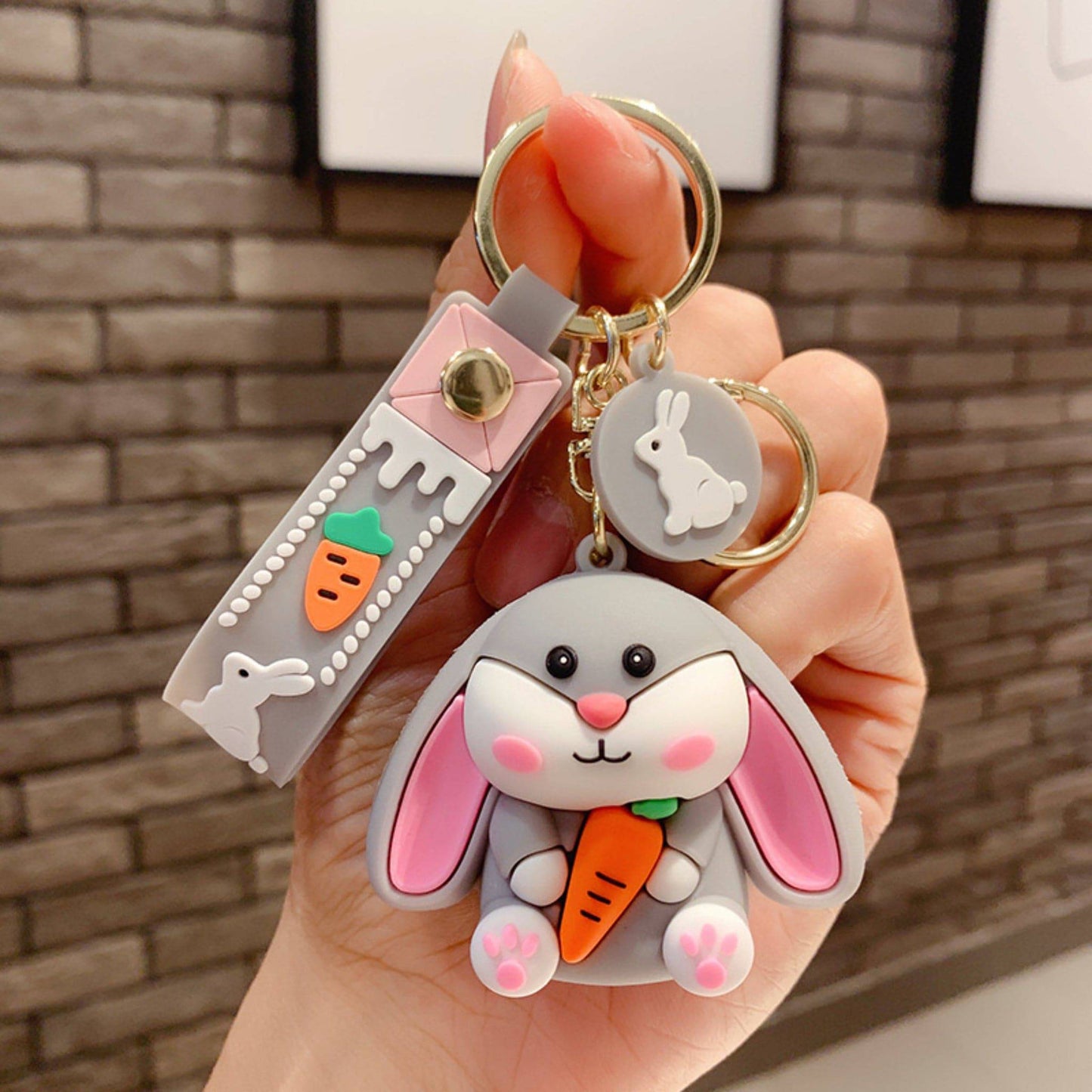 Grey Bunny Keychain.