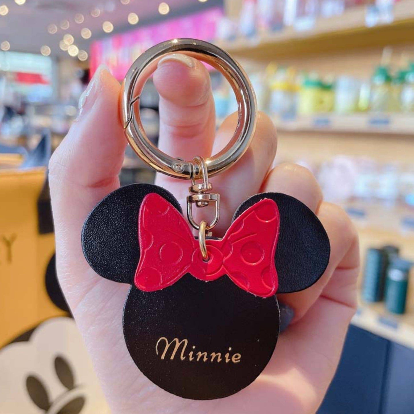 Minnie Mouse Leather Keychain.