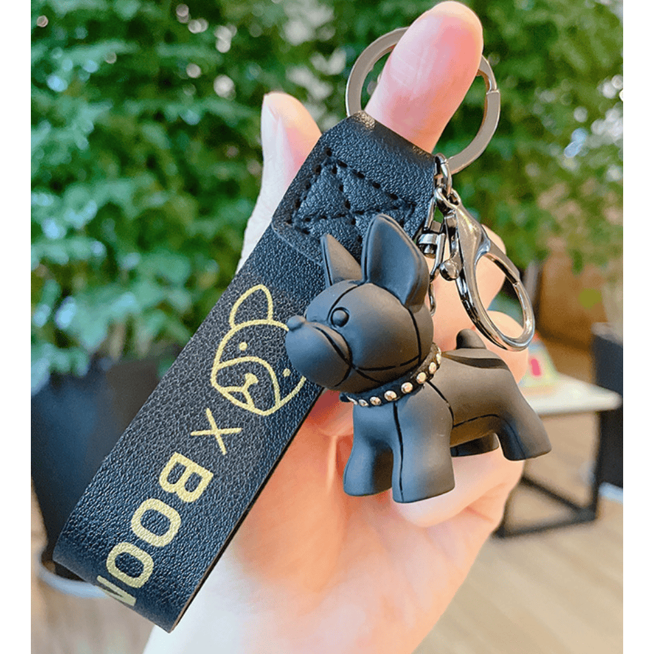 Black Frenchie Keychain.