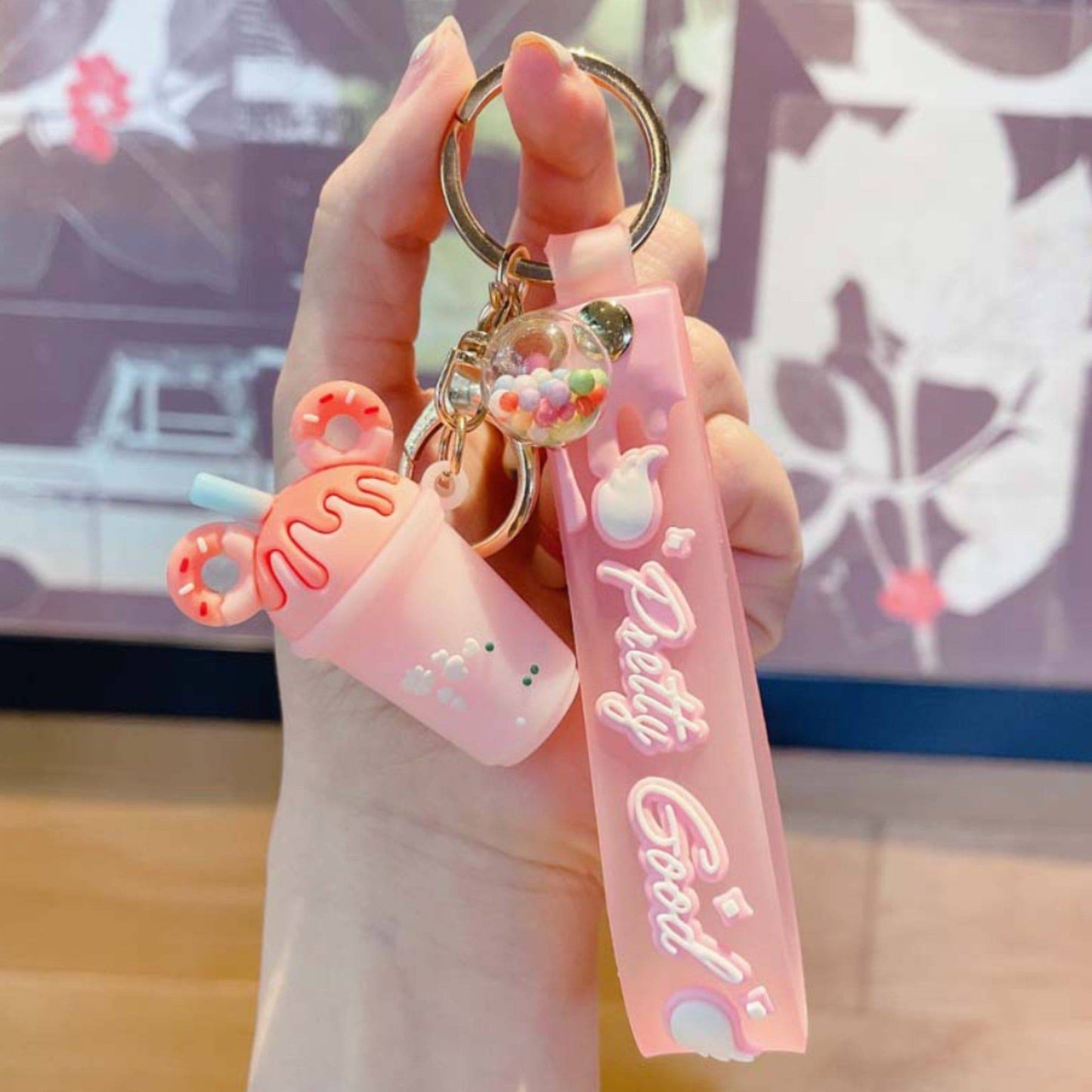 Pink Milkshake Keychain.