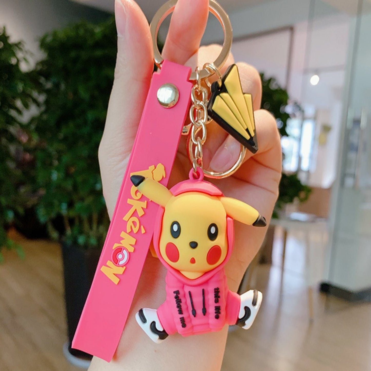 Pikachu in Pink Hoodie Keychain