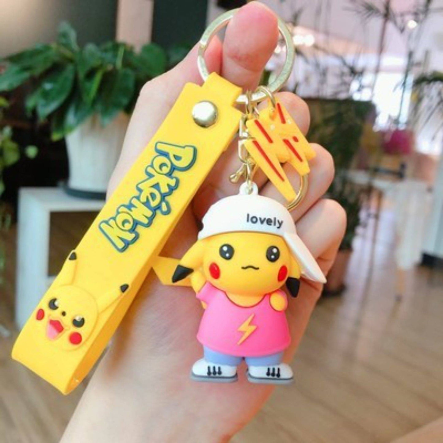 Pikachu Pink Skater outfit Keychain.