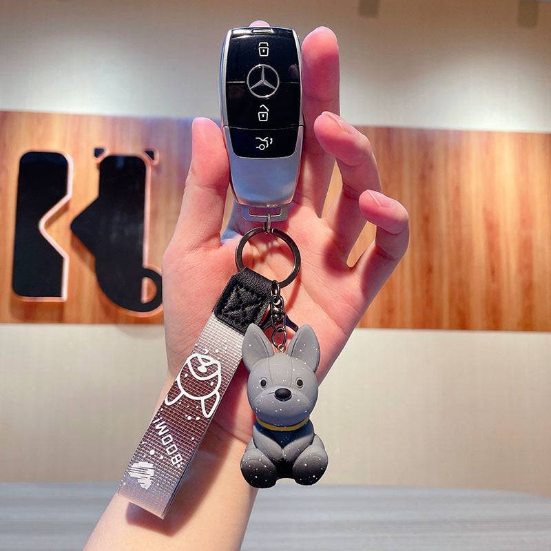 Grey Sparkly Dog Keychain.