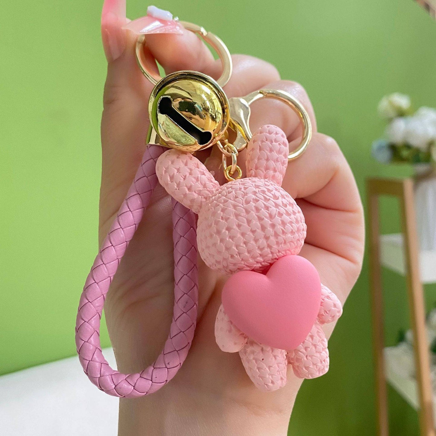 Pink heart Bunny Keychain.