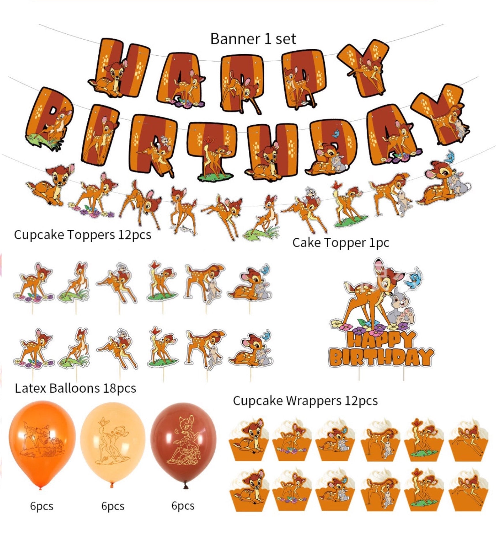 Bambi Birthday Party Decorations – Complete Decoration Set.
