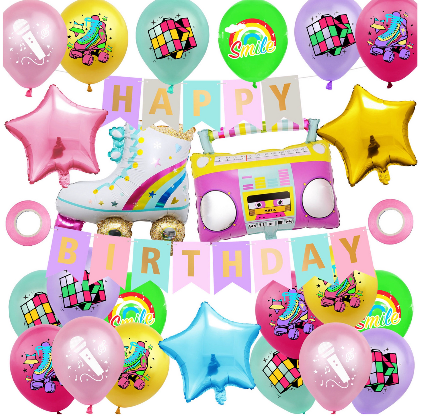 ensemble de décorations pour fête d'anniversaire des années 90