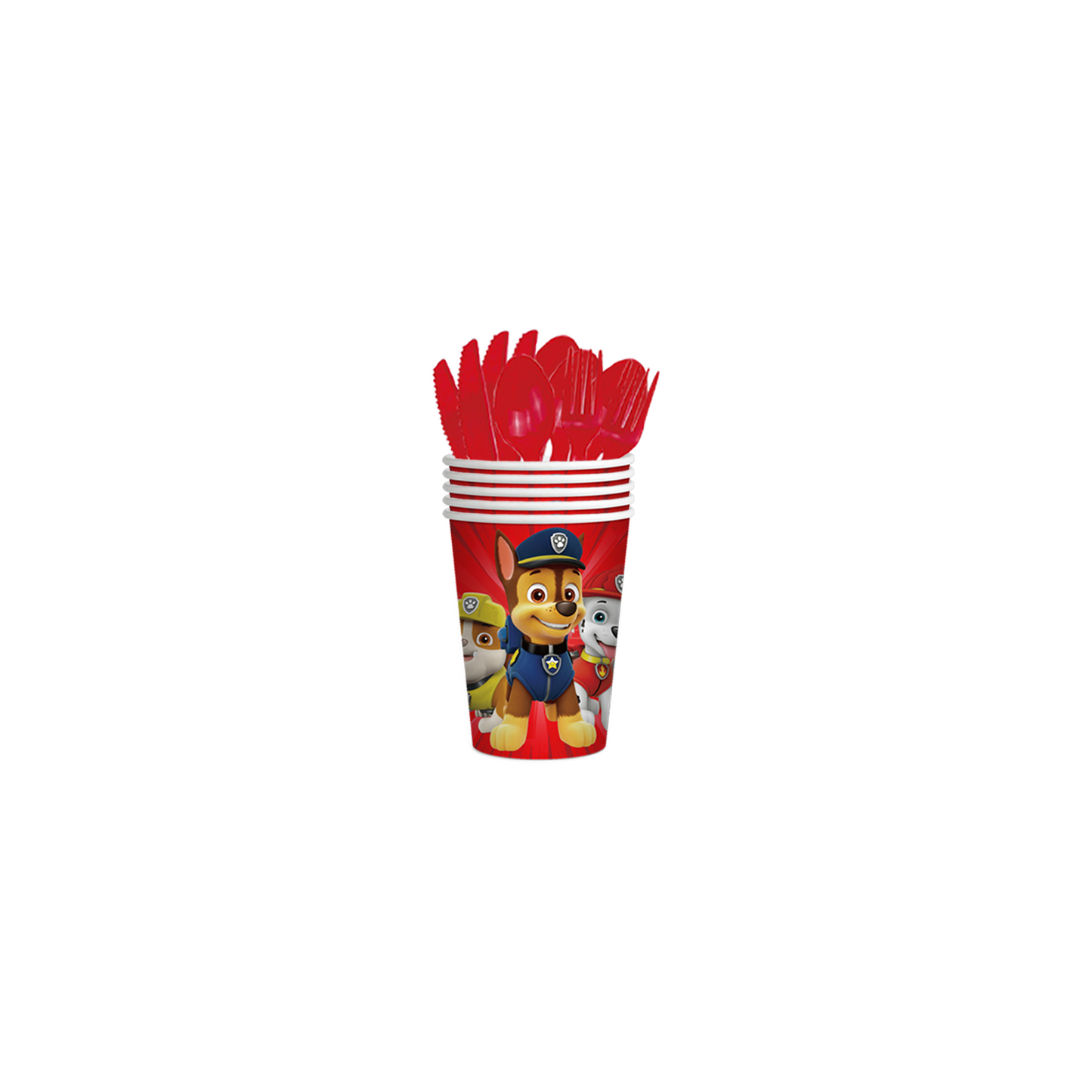 Paw Patrol birthday party decorations and tableware for kids.