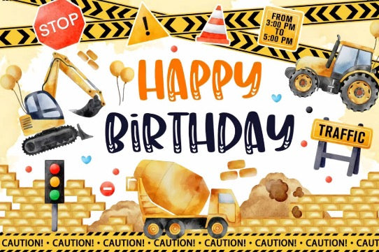 Construction trucks-themed birthday decorations adding fun and color to your celebration