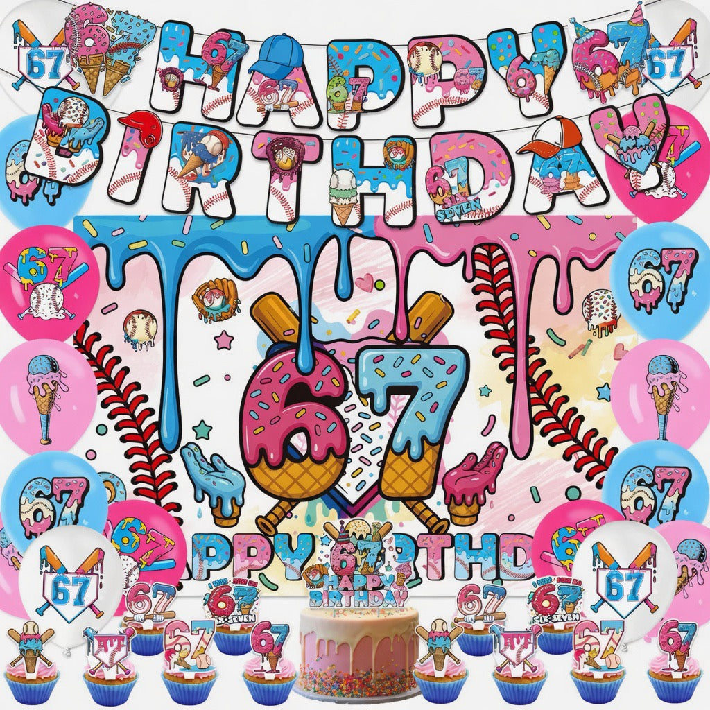 67 ice cream (Style A) Birthday Party Decorations – Complete Decoration Set
