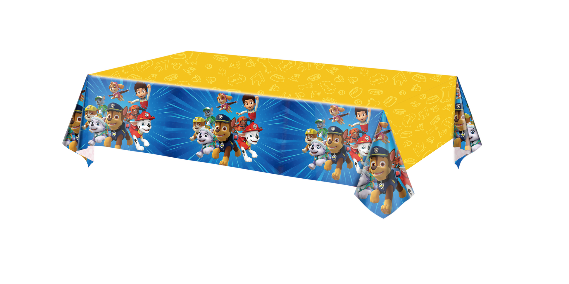 Paw Patrol birthday party decorations and tableware for kids.