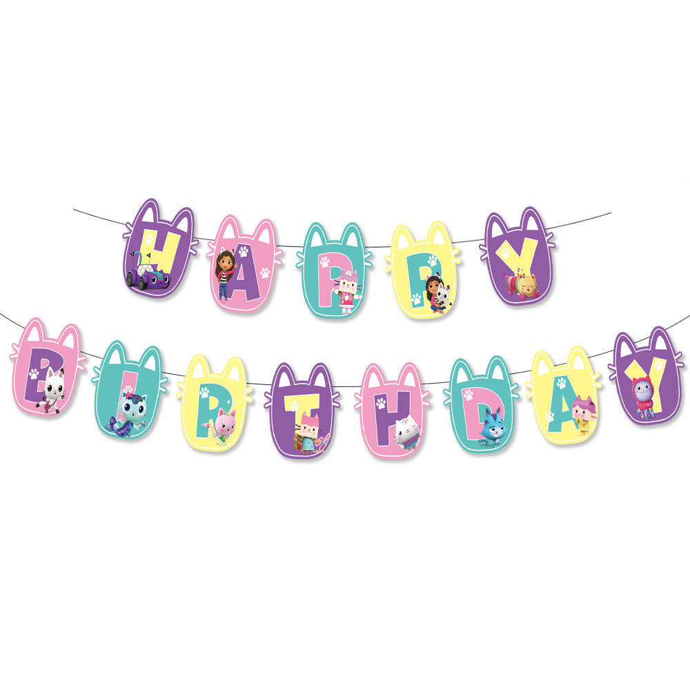 Gabby’s Dollhouse birthday party decorations and tableware set for kids.