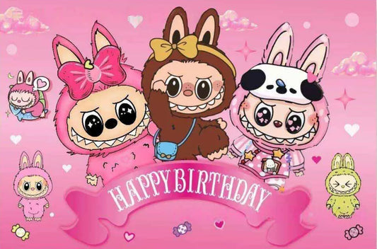 Ροζ φόντο Labubu 01