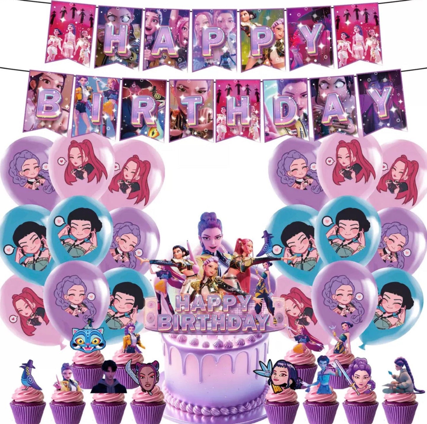 Huntrix Birthday Party Decorations (Style C) – Complete Decoration Set