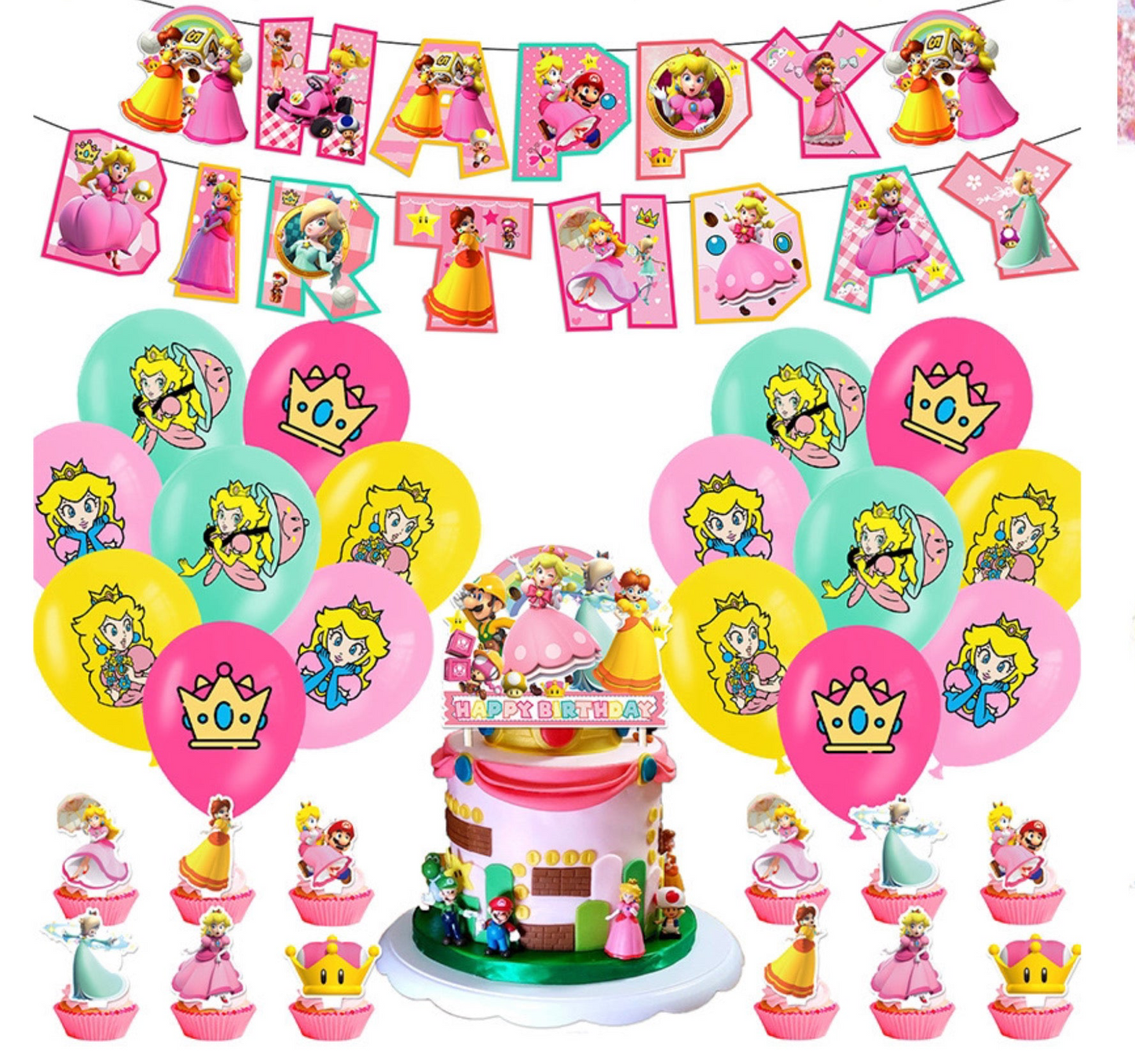 Princess Peach Party Decorations – Complete Decoration Set