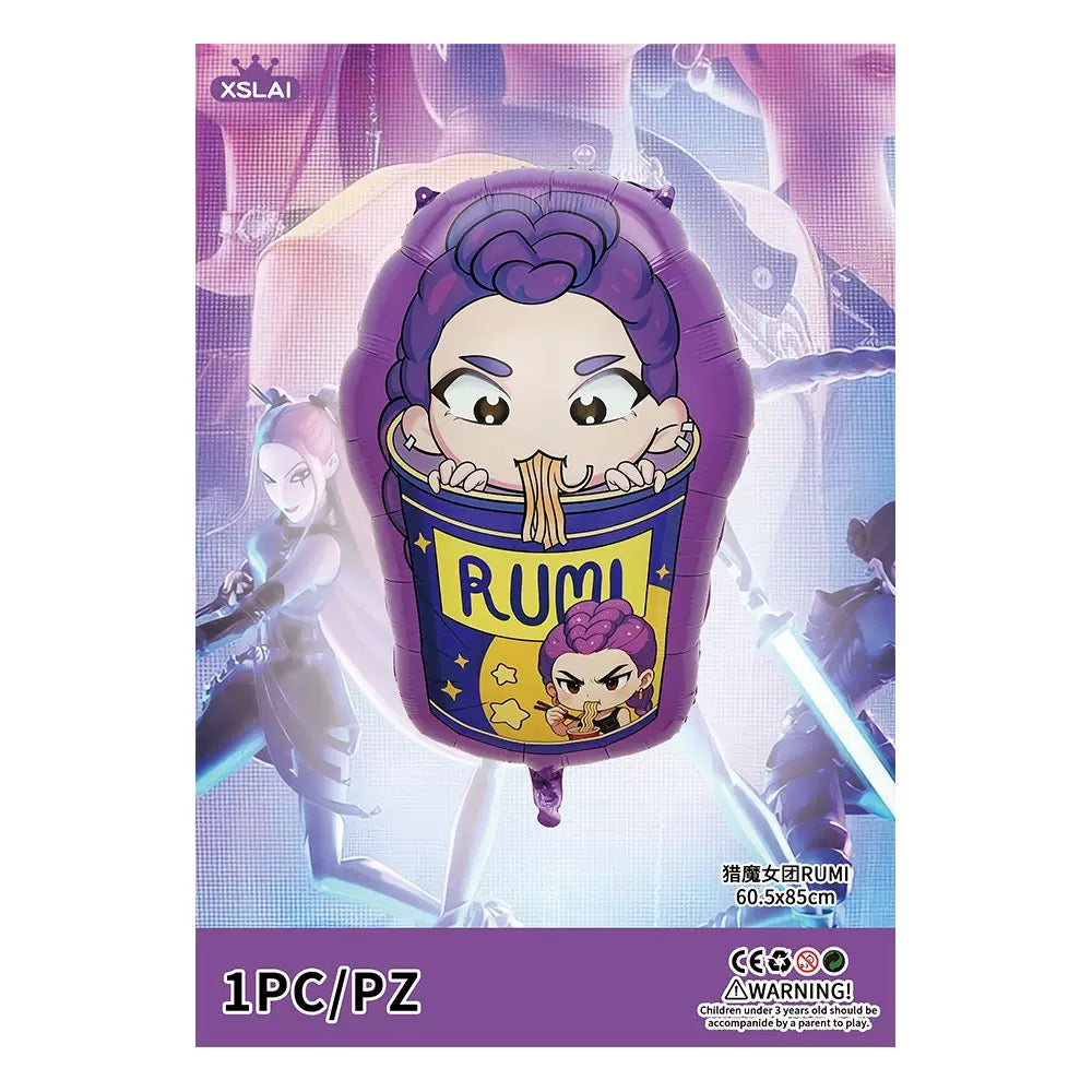 Colorful Huntrix birthday party decorations with banners, balloons, and themed accents for festive celebration decor.