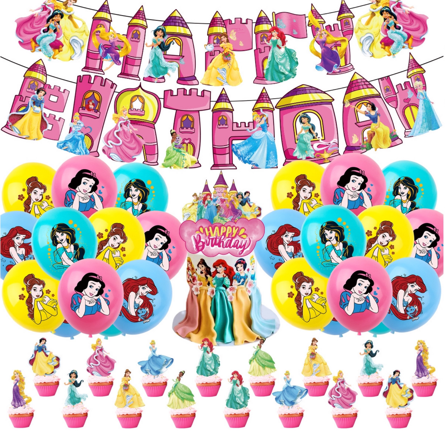 Colorful princesses party decorations creating a magical celebration atmosphere for every little princess