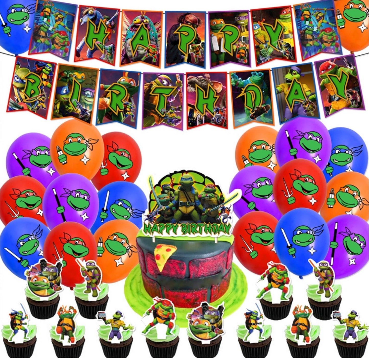 Set completo di decorazioni per festa delle tartarughe ninja