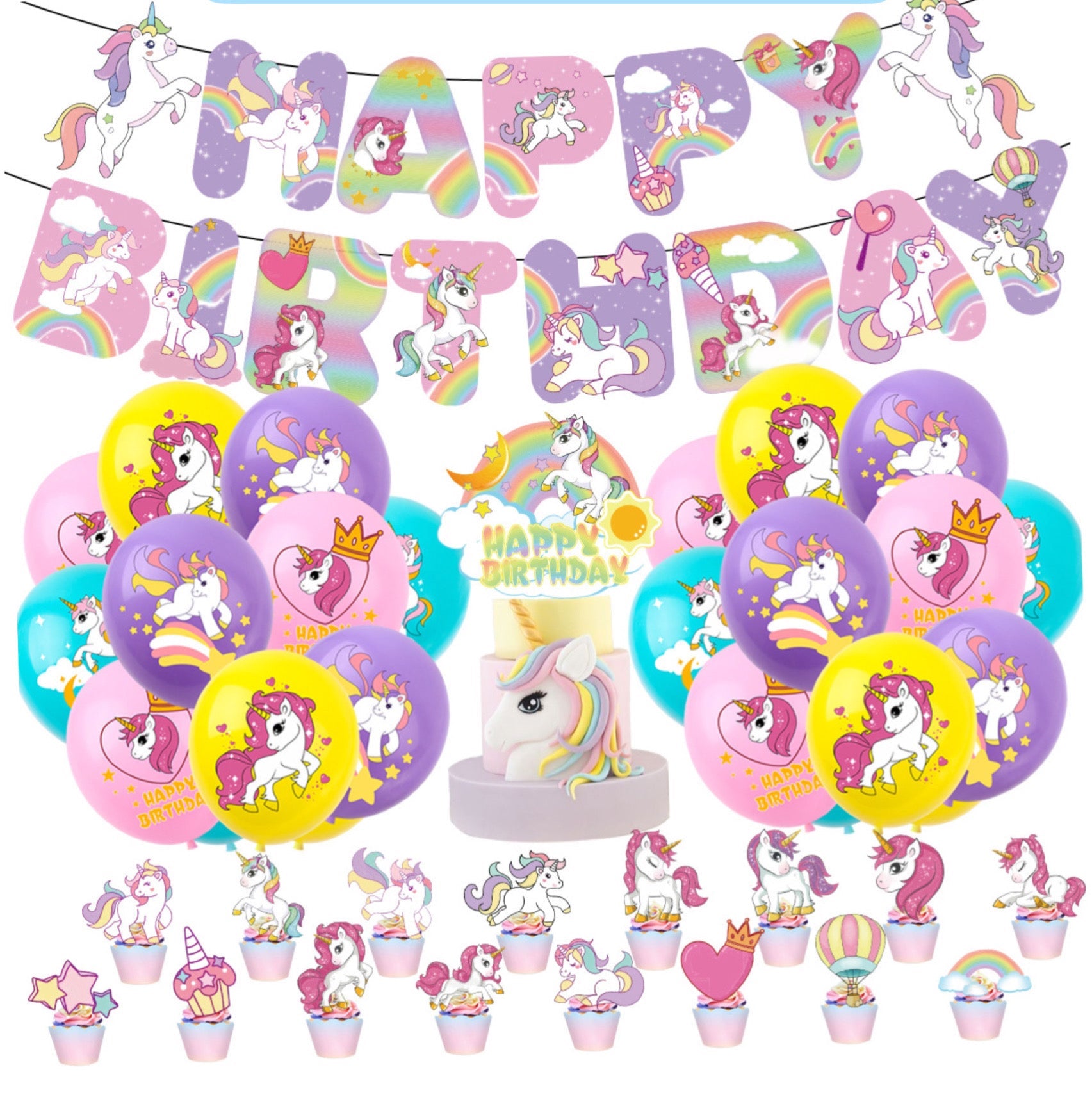 Unicorn Party Decorations – Complete Decoration Set.