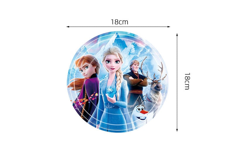 Frozen birthday party plates in two sizes.