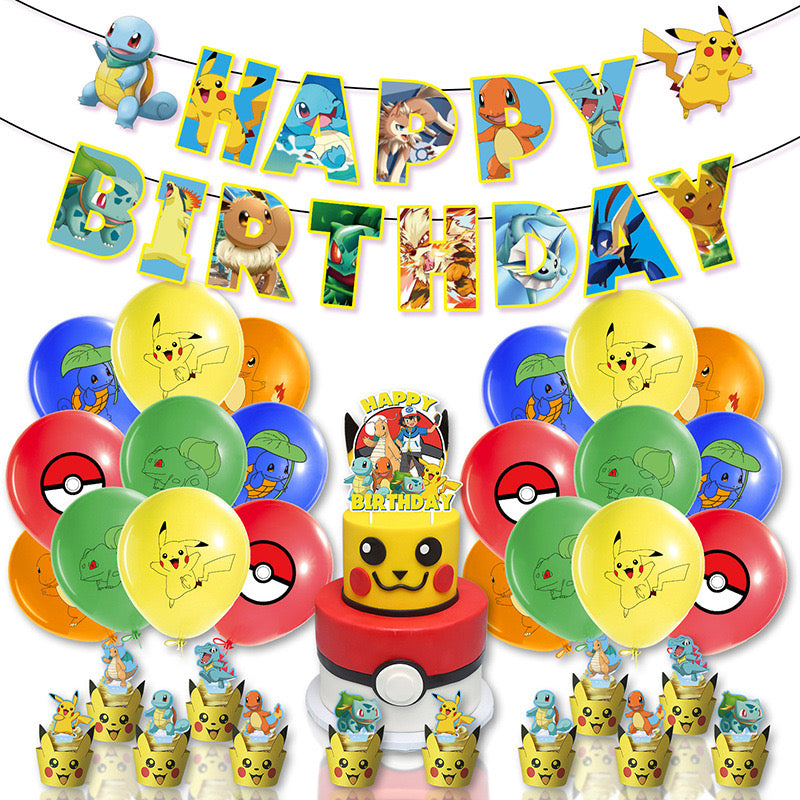 Juego de decoraciones para fiesta de cumpleaños Pokemon 03