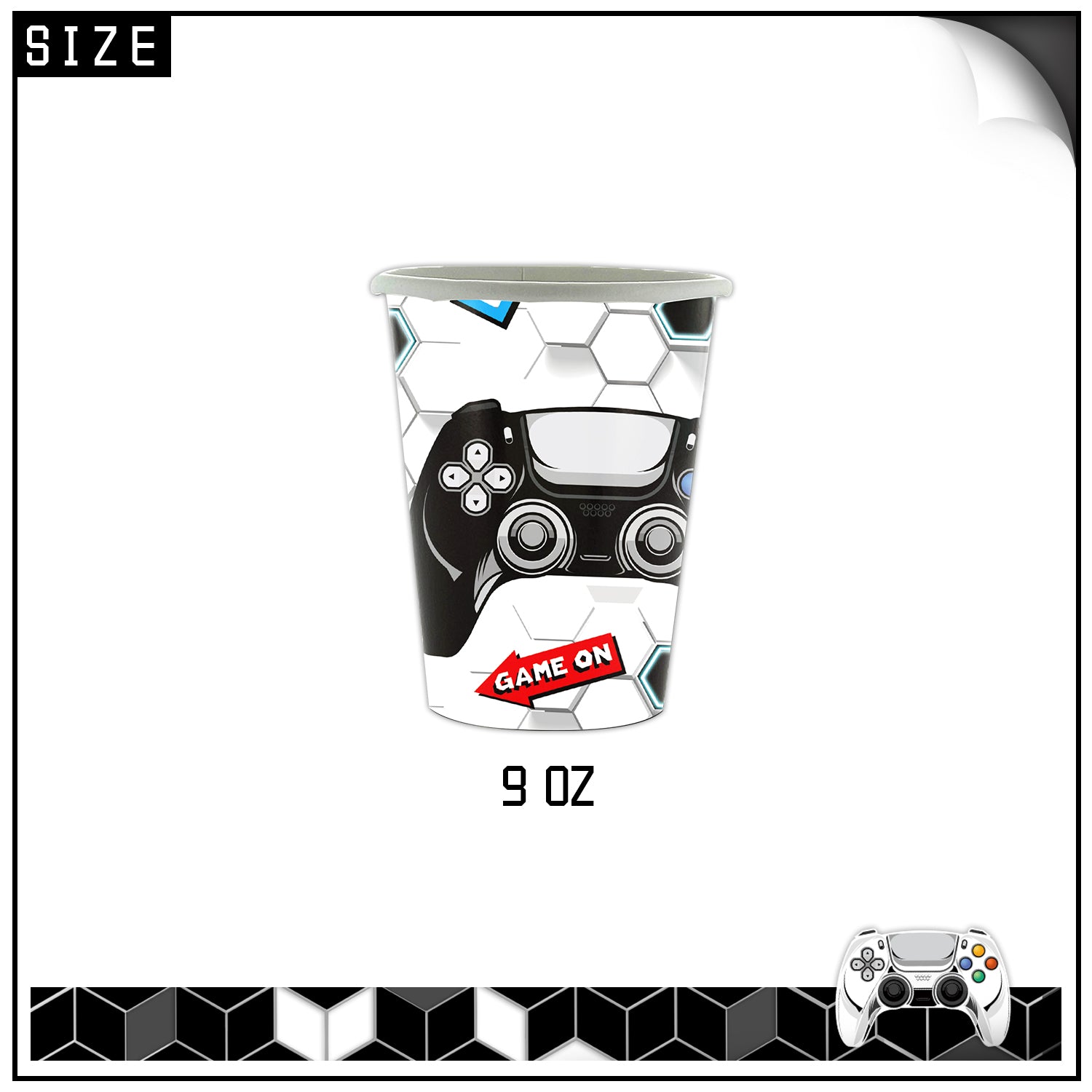 Gamer birthday party decorations and tableware set for kids.