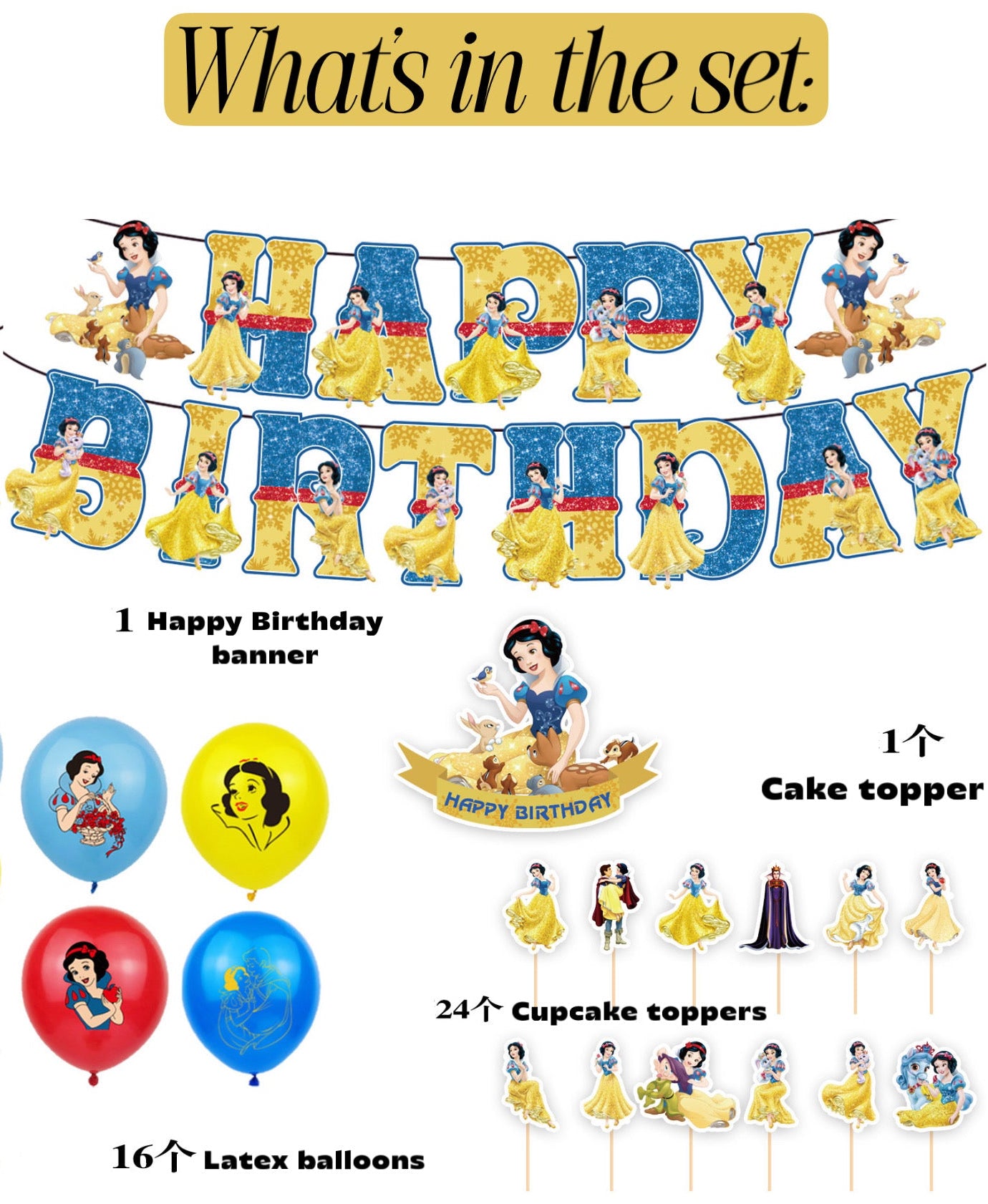 Snow White Party Decorations – Complete Decoration Set.