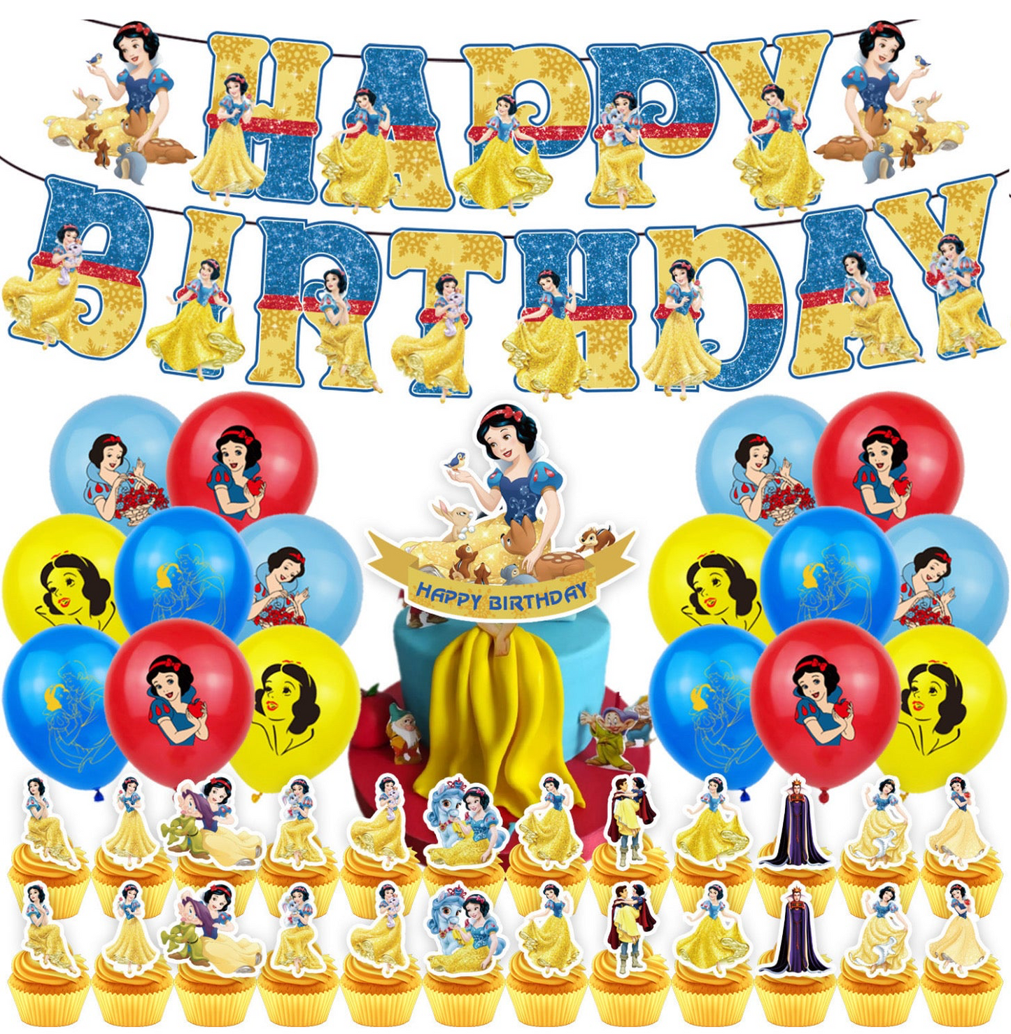 Snow White Party Decorations – Complete Decoration Set.