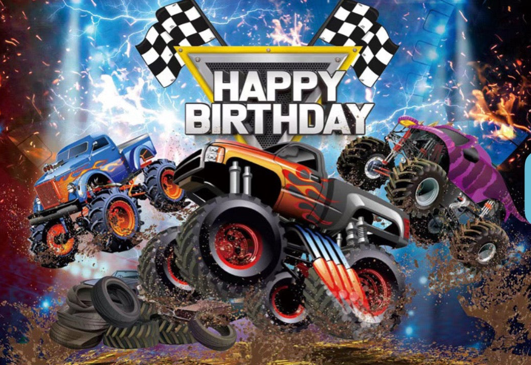 Set di decorazioni per festa di compleanno con camion mostruosi