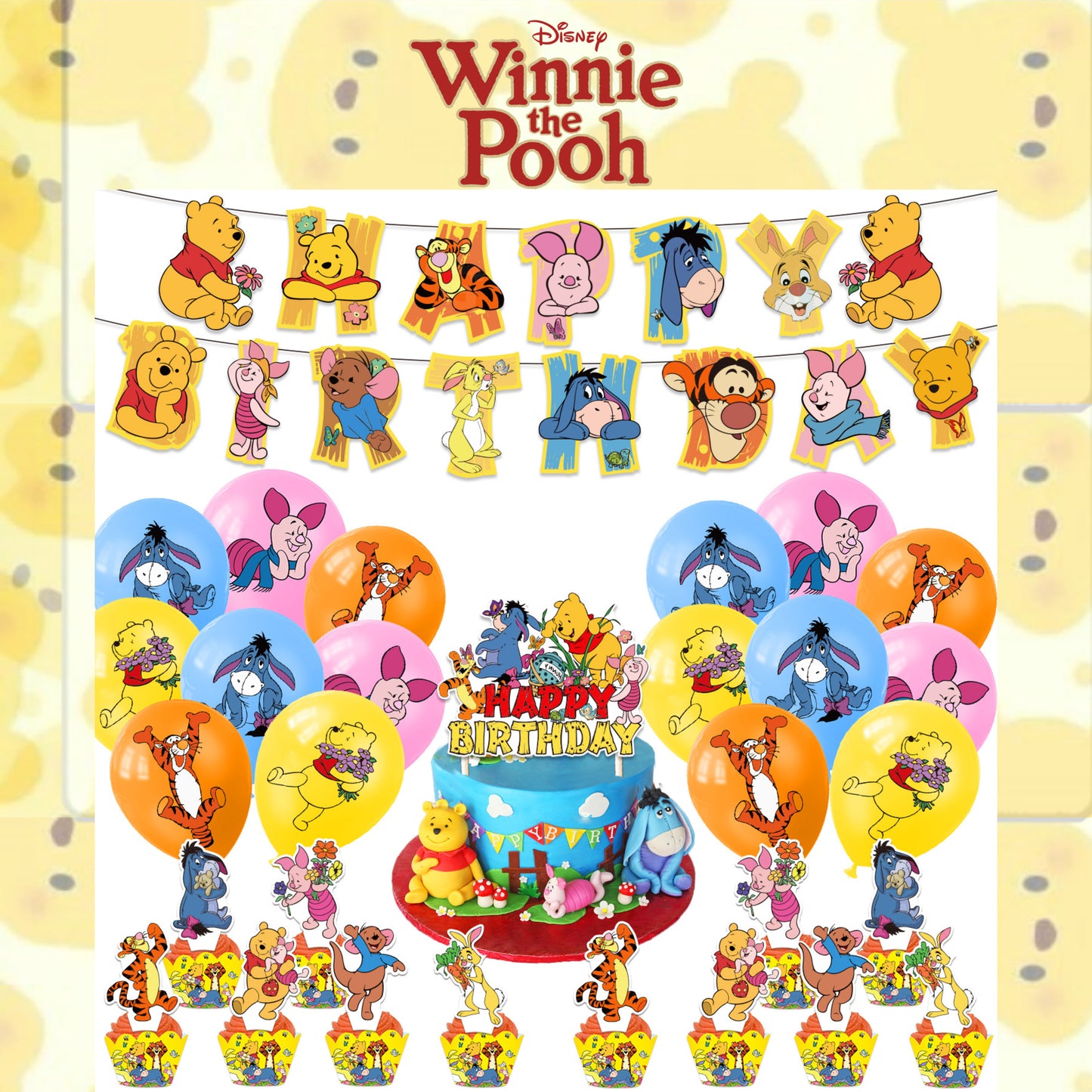 Winnie The Pooh Birthday decorations set.