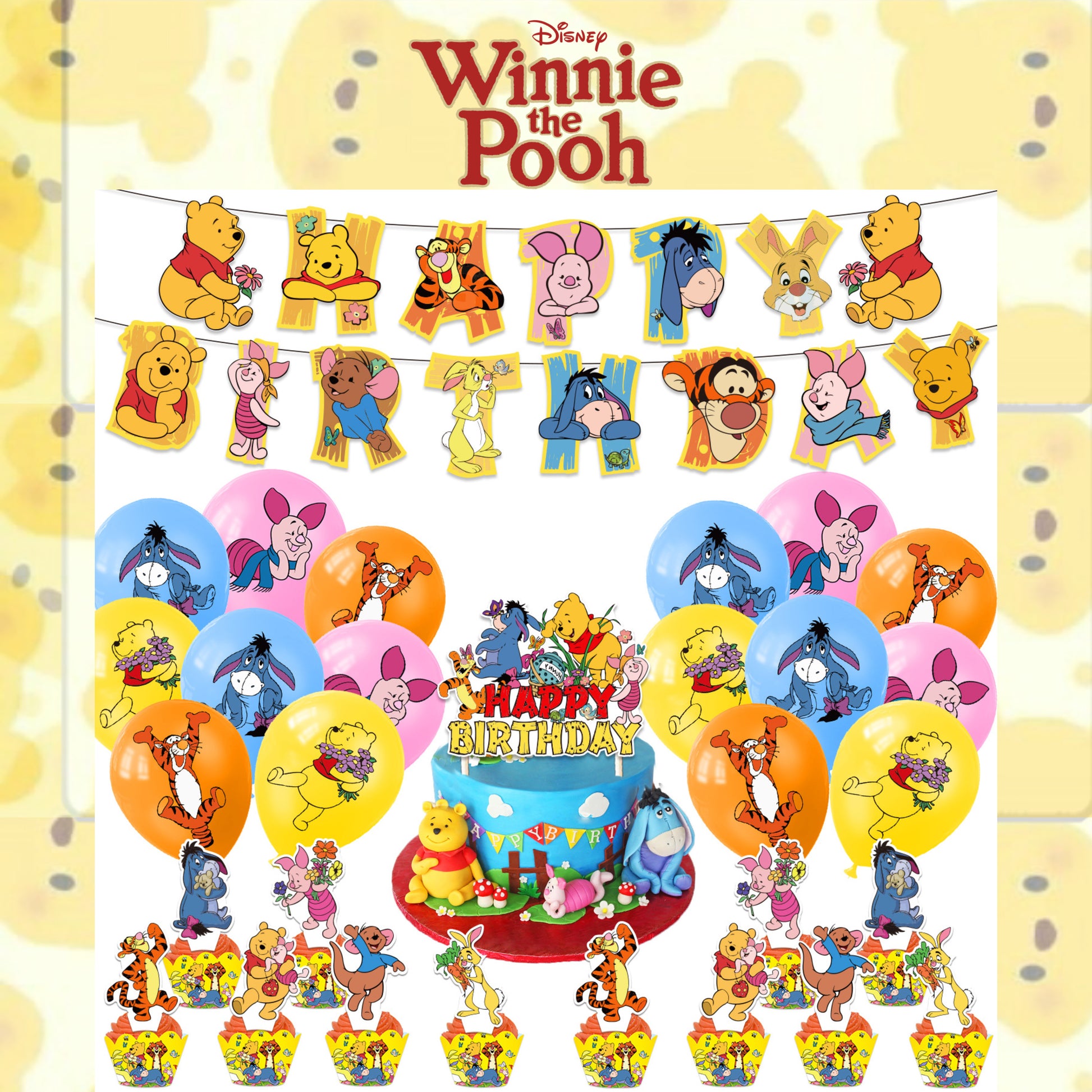 Winnie The Pooh Birthday decorations set.