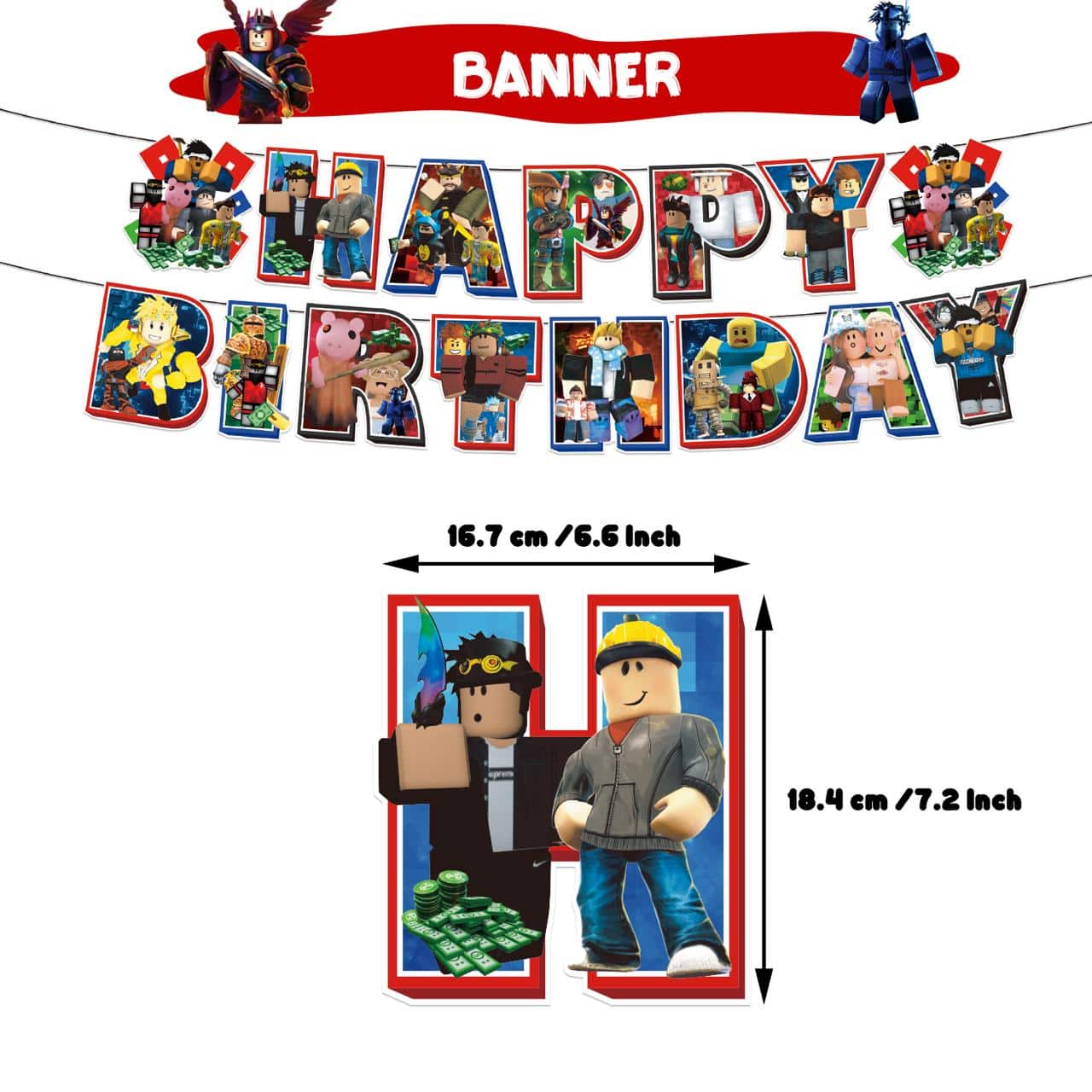 Roblox Sandbox party supplies. Full decorations set. Fast shipping within Europe
