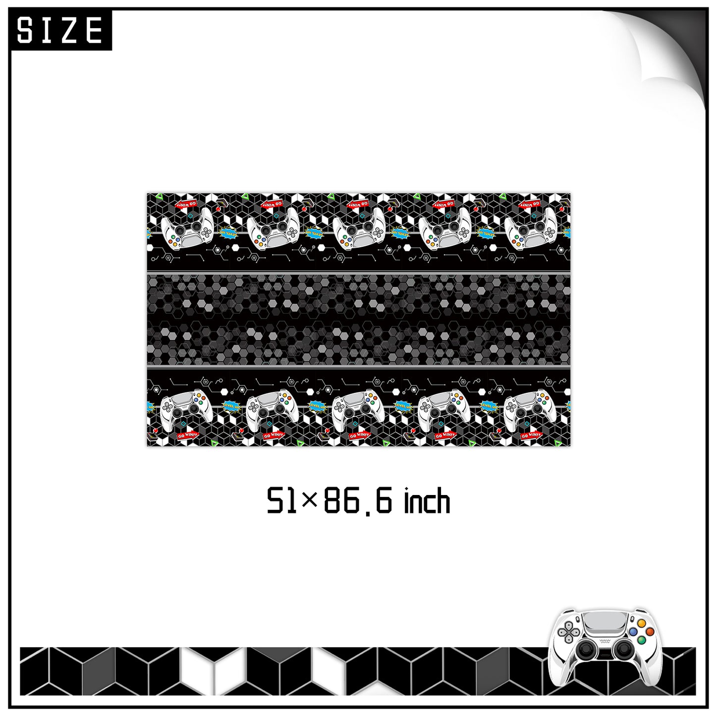 Gamer birthday party decorations and tableware set for kids.