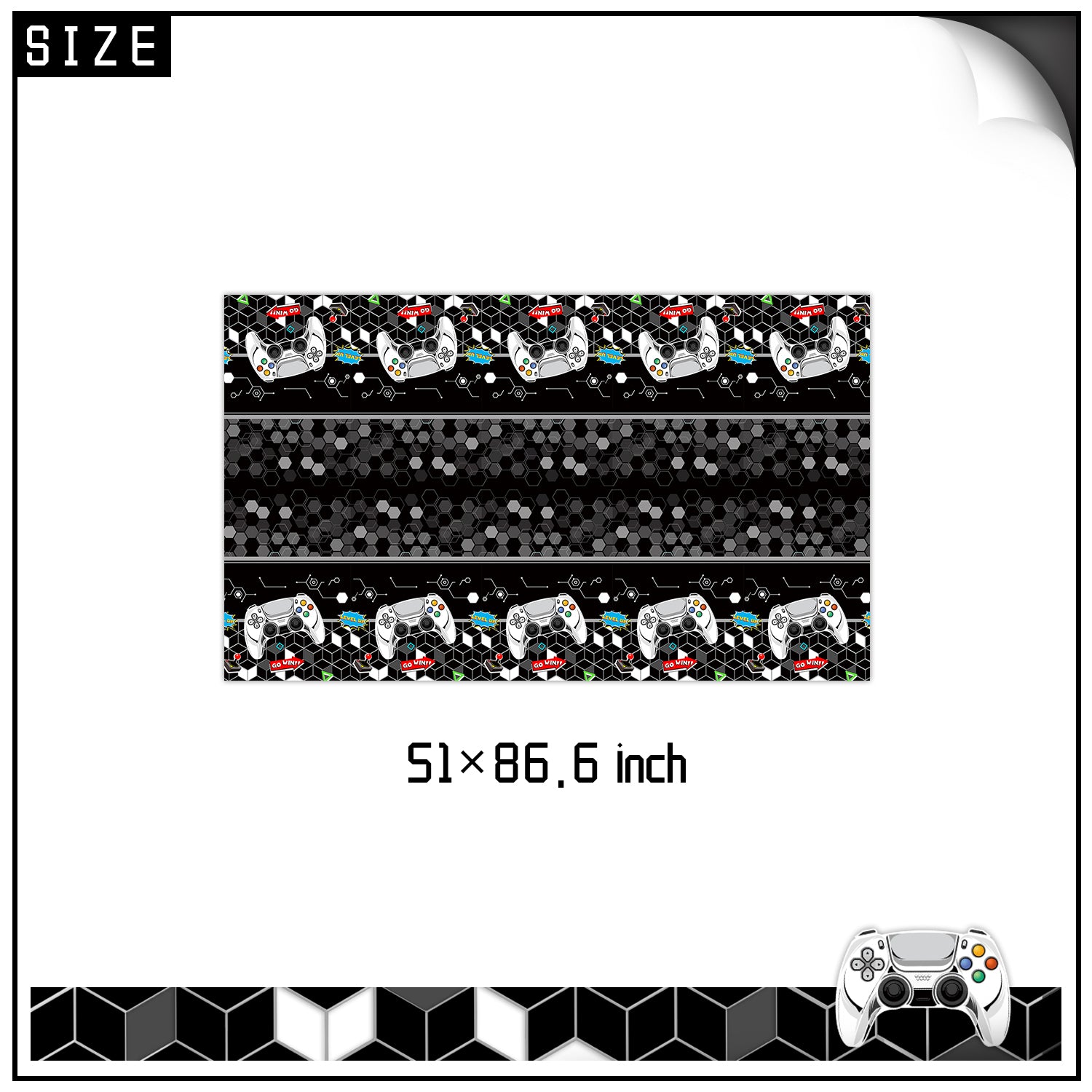 Gamer birthday party decorations and tableware set for kids.