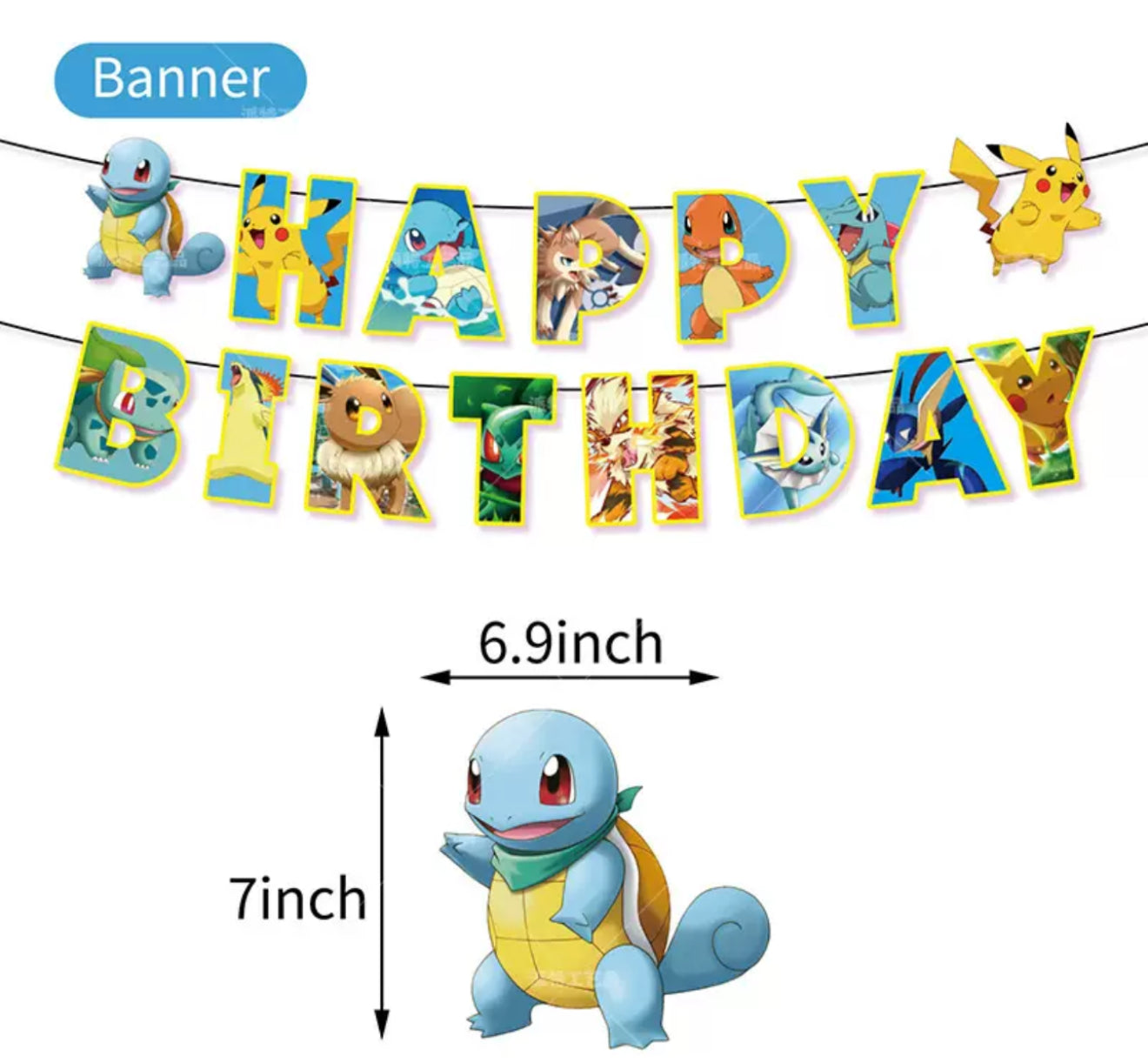 Juego de decoraciones para fiesta de cumpleaños Pokemon 03