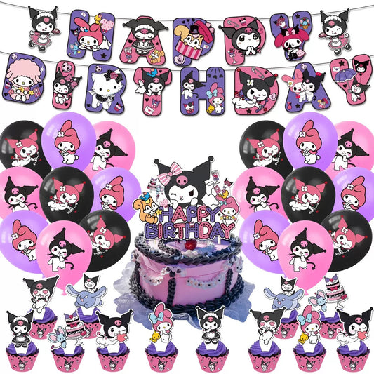 Juego de decoraciones para fiesta de cumpleaños de Kuromi