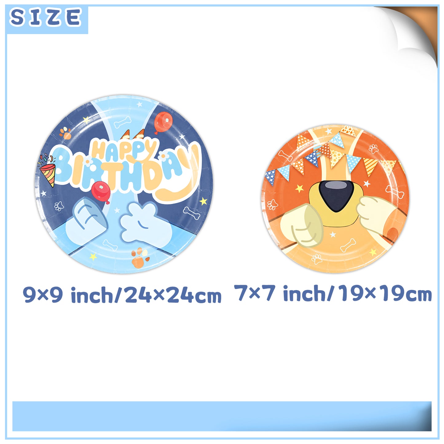 Bluey birthday party decorations and tableware set for kids parties.