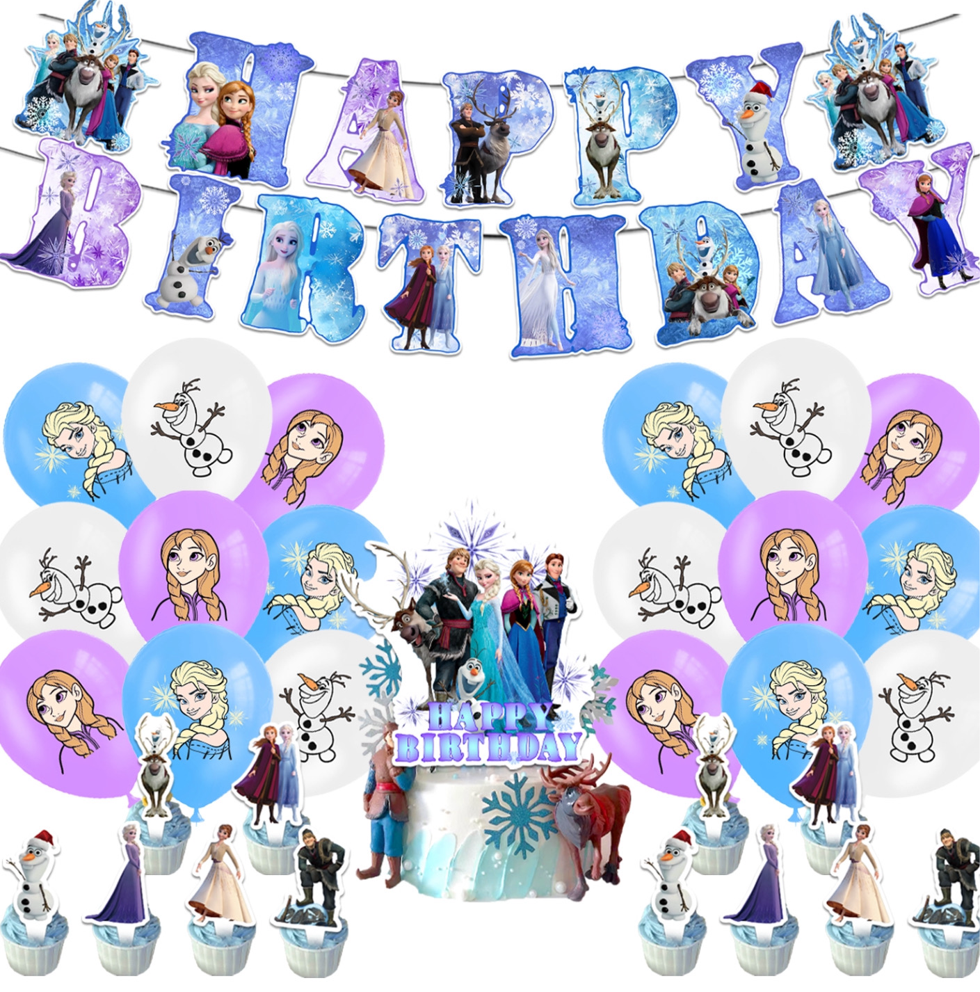 Frozen party supplies, complete decoration set for kids birthdays.