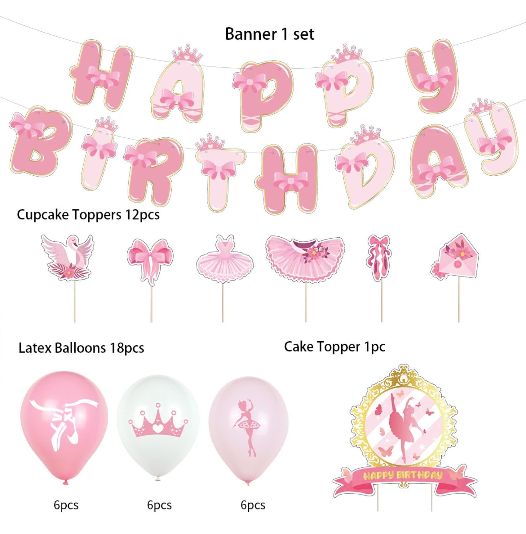 Ballerina Birthday Party Decorations – Complete Decoration Set.