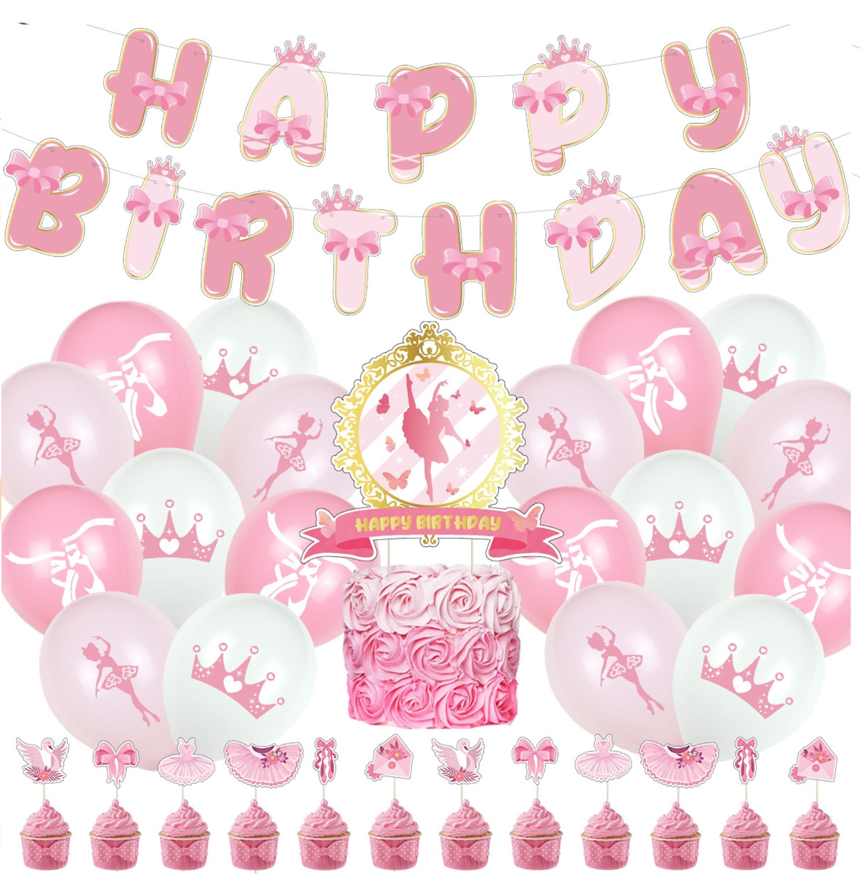 Ballerina Birthday Party Decorations – Complete Decoration Set.